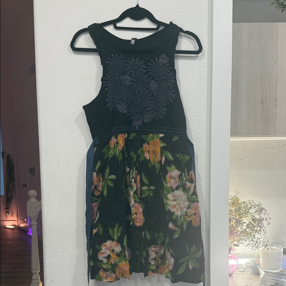 Free People Black Floral Mini Dress
